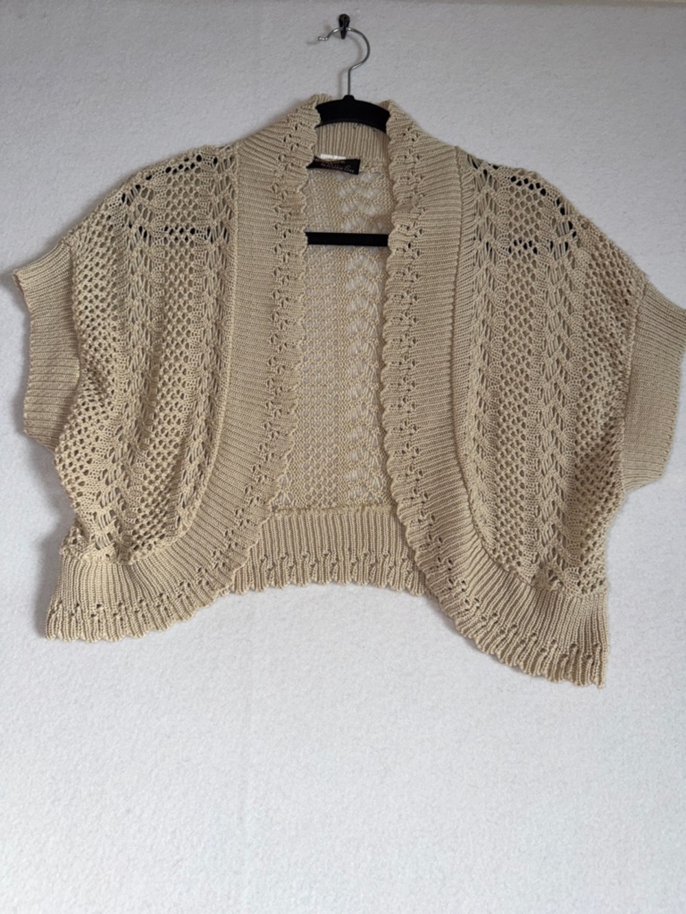 Robbie Bee Knit Bolero Shrug Open-Knit Short Sleeve Cardigan
